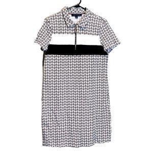 Tommy Hilfiger White Polo Sport Dress Tennis Short Sleeve Colorblock Zip Women L